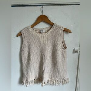 LOFT Outlet Cream Ribbed Knit Sweater Tank
